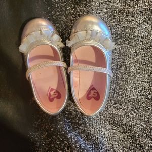 Baby  girl silver sparkle ruffle shoes